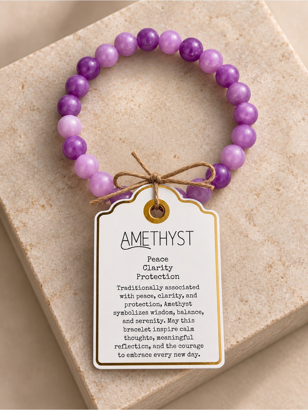 Handmade Amethyst Beaded Bracelet | Purple Crystal Gemstone Stretch Bracelet